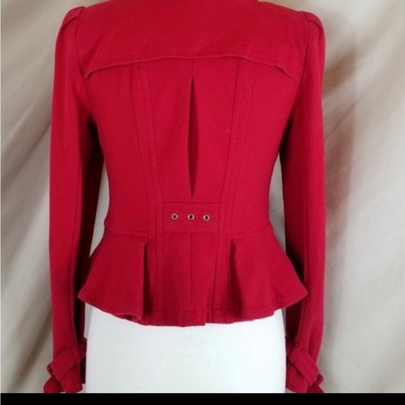 I.N.C. ruffled zip up in red - Picture 2 of 6